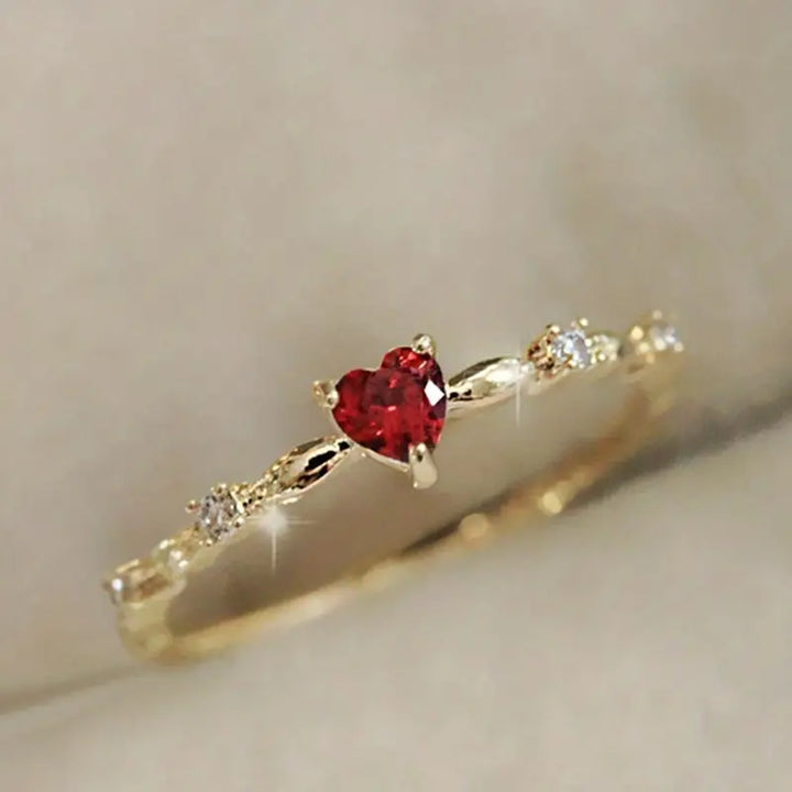 Bague Cœur avec Rubis Doré