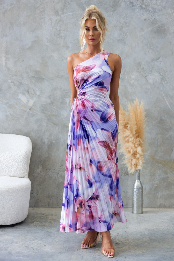 ELLA | Robe midi avec plis et une épaule