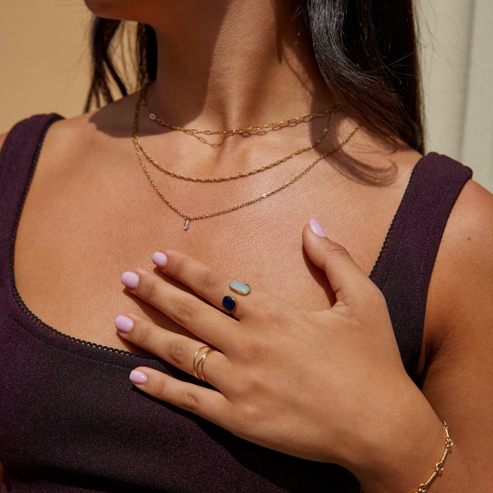 Bague Étreinte avec Aigue-Marine