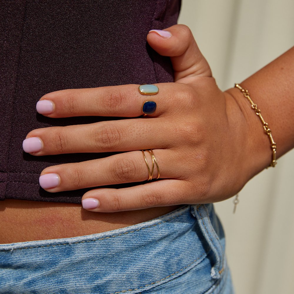 Bague Étreinte avec Aigue-Marine