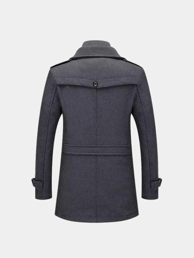 Manteau en Laine Noire Aristocratique - Viretti