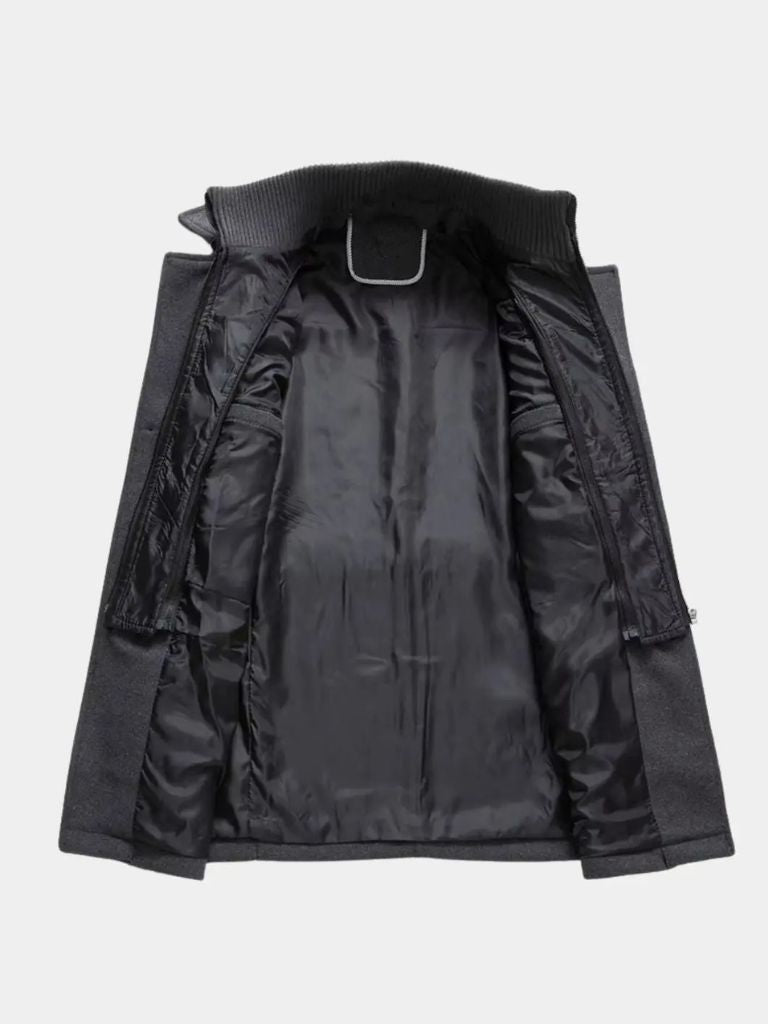 Manteau en Laine Noire Aristocratique - Viretti