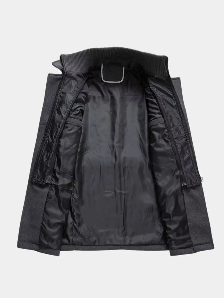Manteau en Laine Noire Aristocratique - Viretti