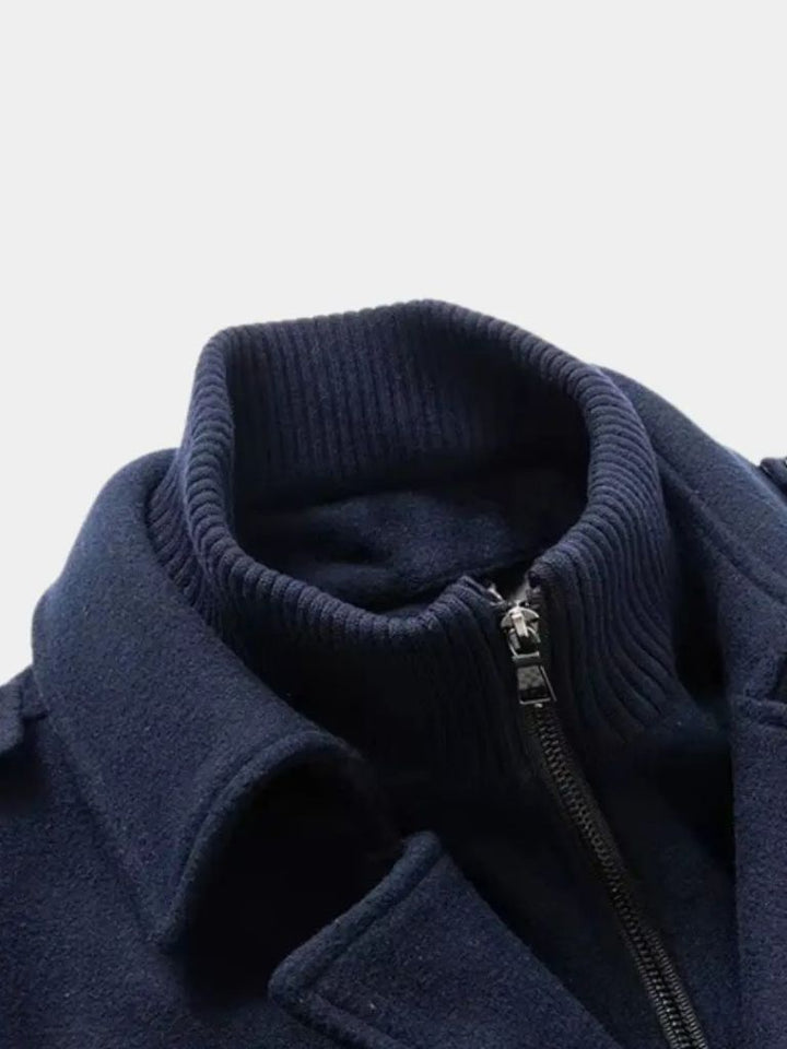 Manteau en Laine Noire Aristocratique - Viretti
