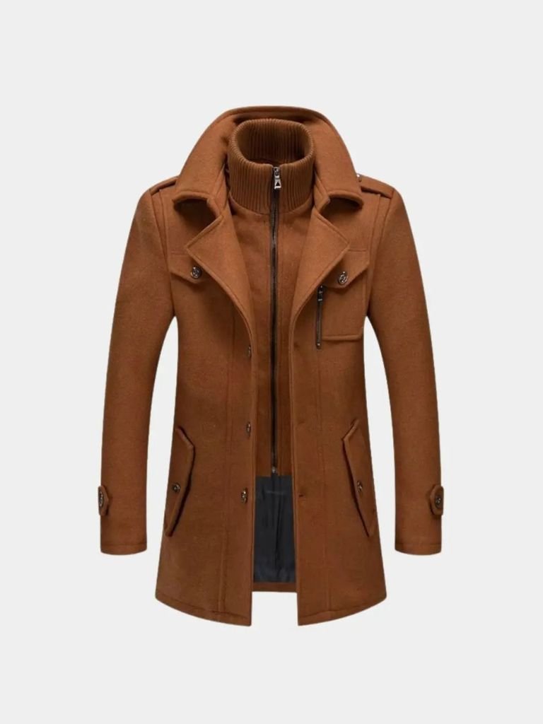 Manteau en Laine Noire Aristocratique - Viretti