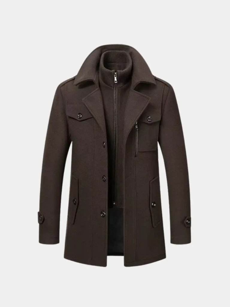 Manteau en Laine Noire Aristocratique - Viretti