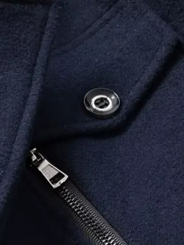 Manteau en Laine Noire Aristocratique - Viretti