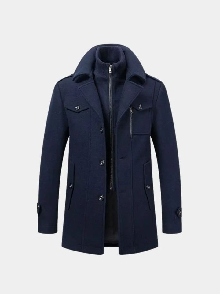 Manteau en Laine Noire Aristocratique - Viretti