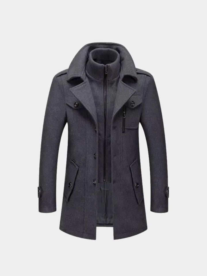 Manteau en Laine Noire Aristocratique - Viretti