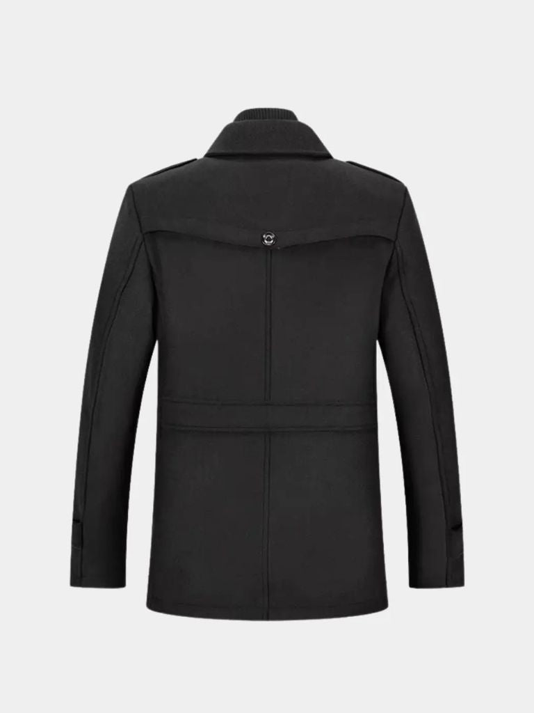 Manteau en Laine Noire Aristocratique - Viretti
