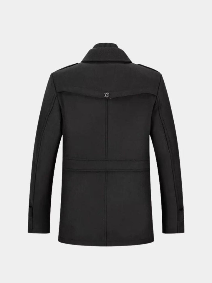 Manteau en Laine Noire Aristocratique - Viretti