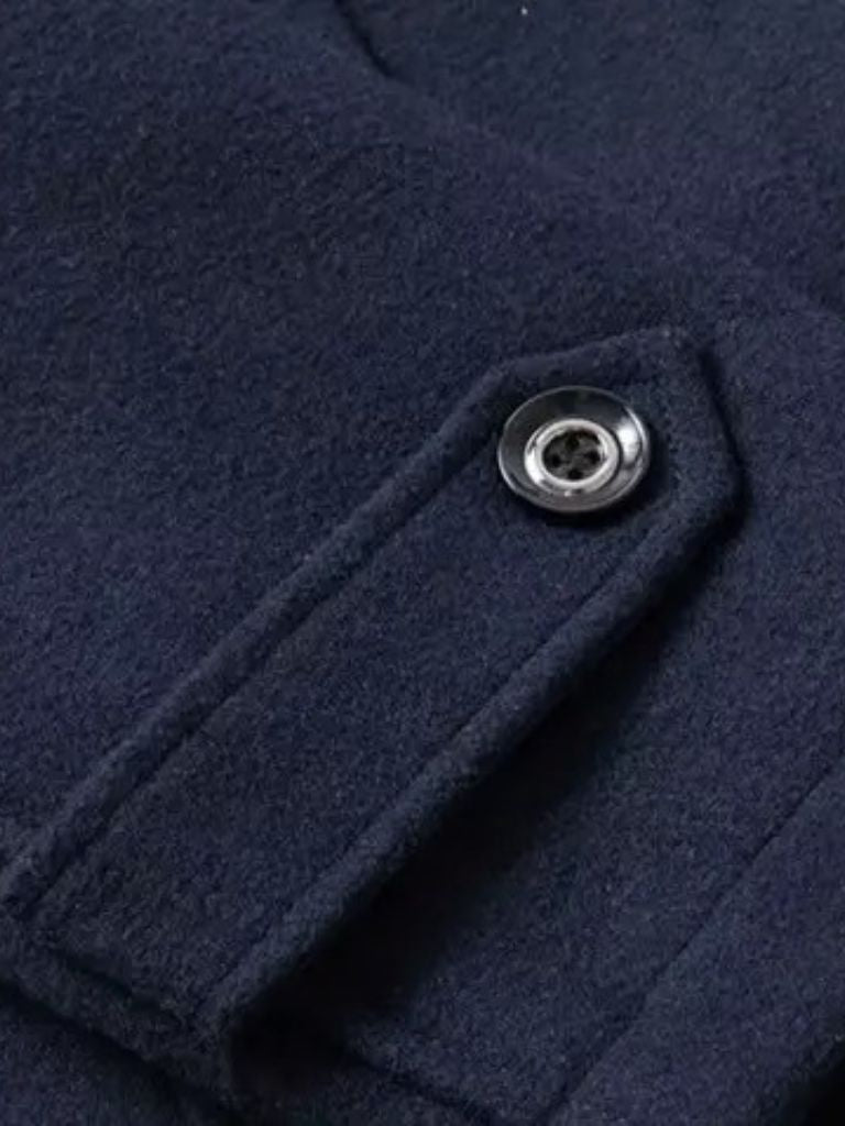 Manteau en Laine Noire Aristocratique - Viretti