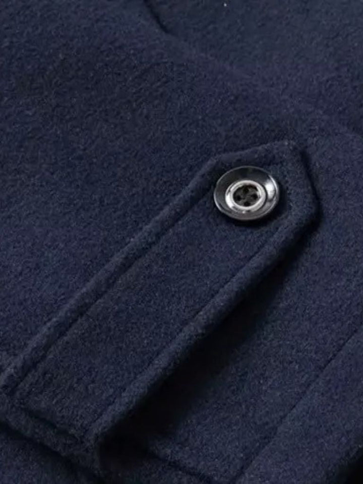 Manteau en Laine Noire Aristocratique - Viretti