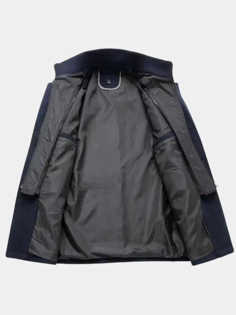 Manteau en Laine Noire Aristocratique - Viretti