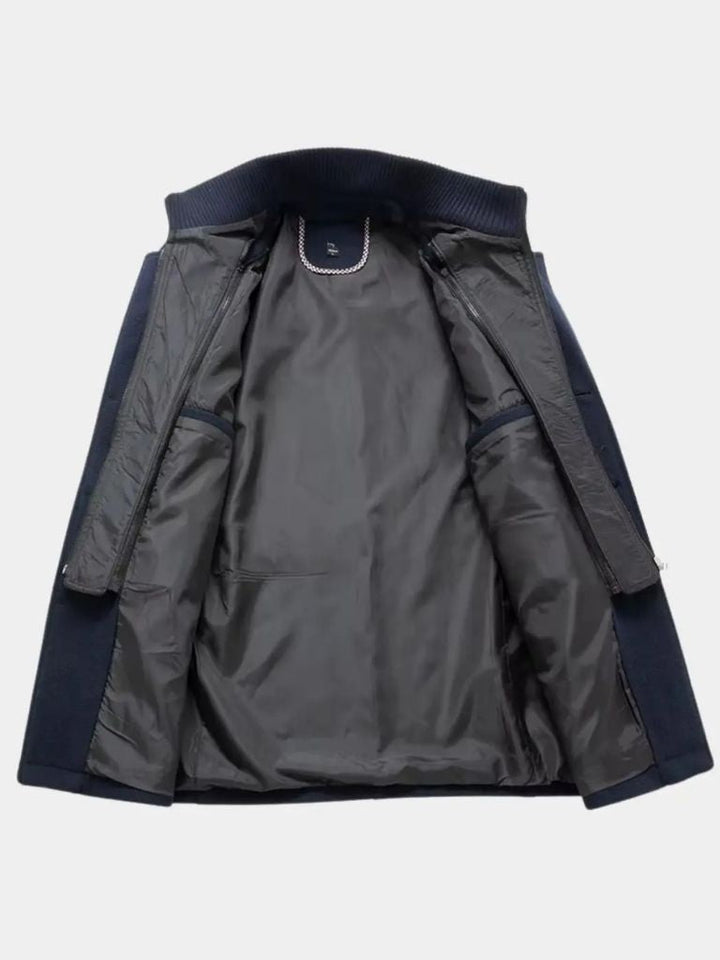 Manteau en Laine Noire Aristocratique - Viretti