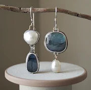 Boucles d'oreilles vintage en pierres naturelles bleues
