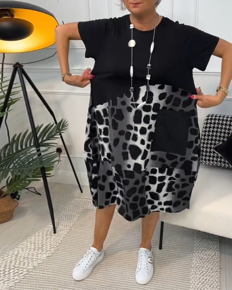 Naomi™ | Robe Décontractée à Imprimé avec Col Rond