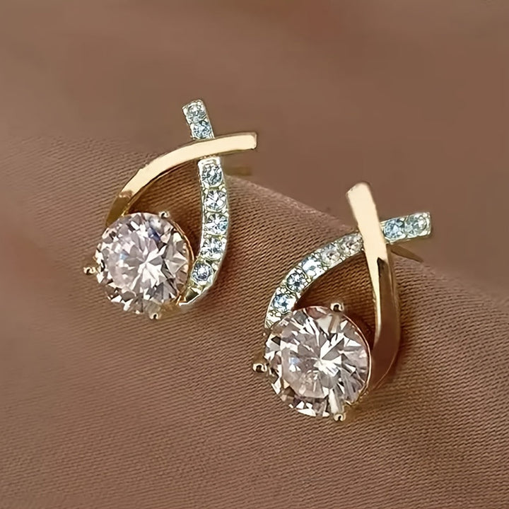 Boucles d'oreilles avec croix en or et zirconia