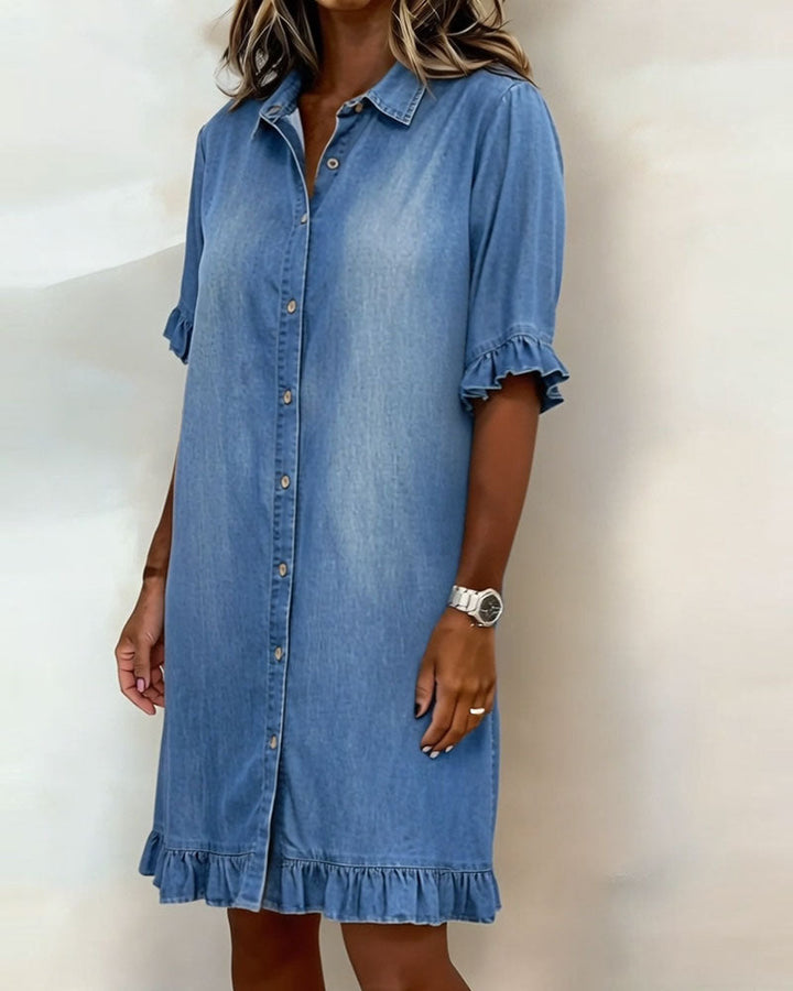 Maria | Robe en Denim Confortable avec Plis Élévateurs