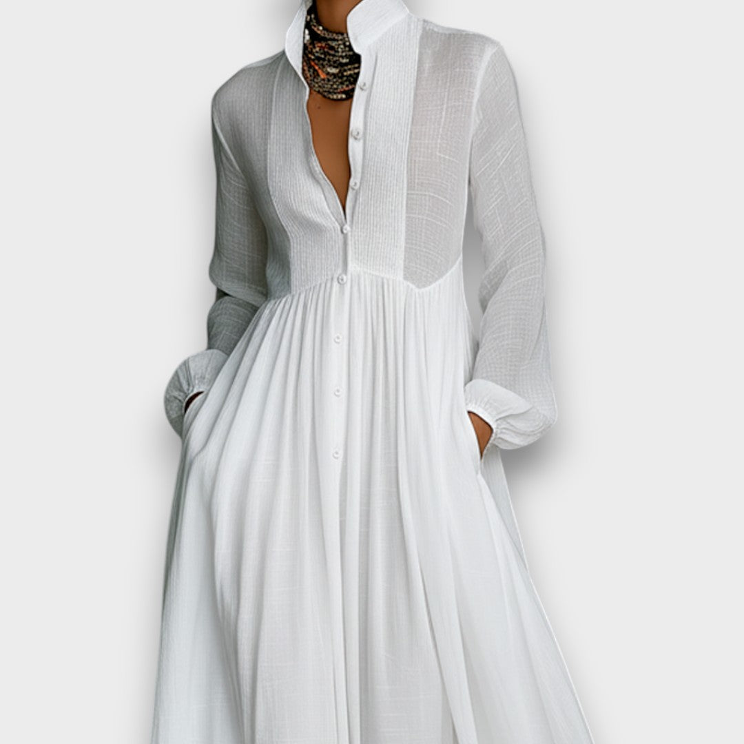 Serena - Robe Maxi avec Boutons Frontaux Fluides