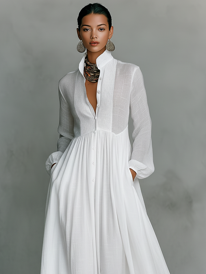 Robe Maxi Patchwork Col Montant