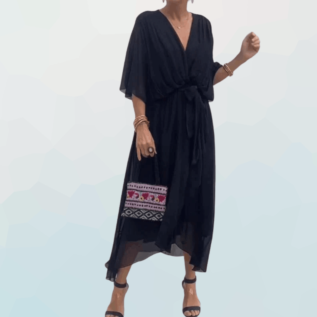Monica - Robe en chiffon avec décolleté en V