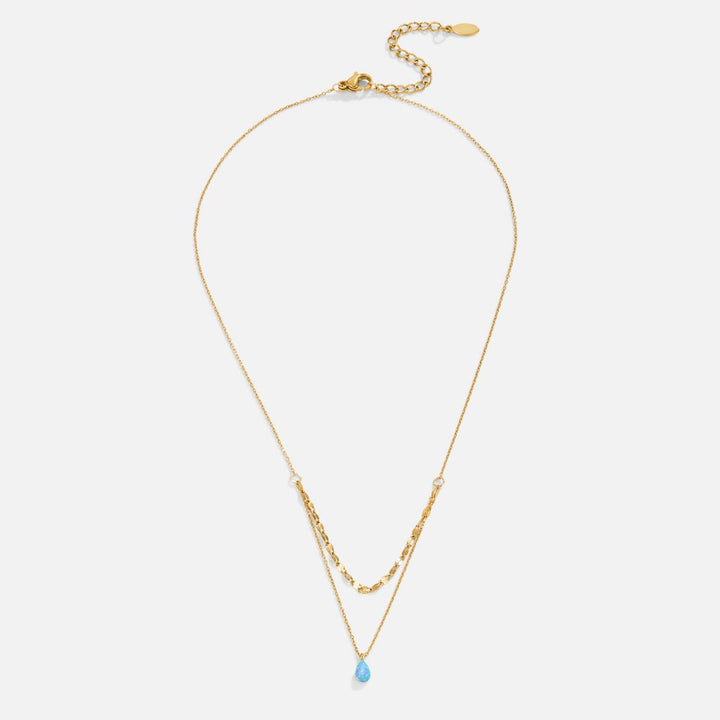 Collier à couches avec goutte d'opale bleue