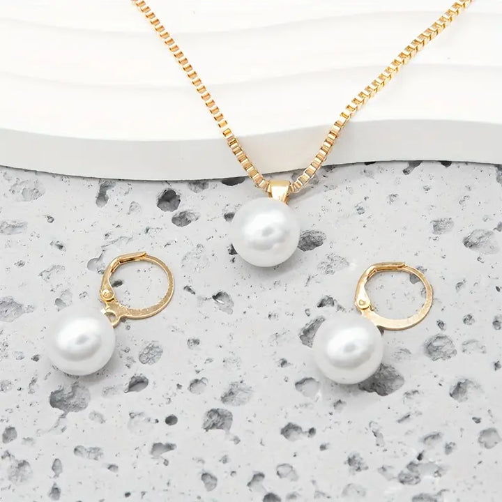 Ensemble de bijoux en perles Grace dorées élégantes