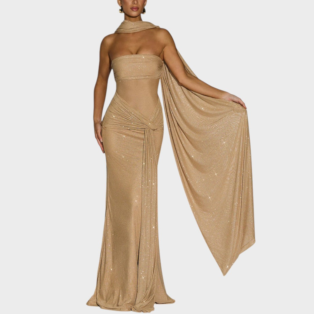 Ingrid - Robe maxi avec paillettes et tulle