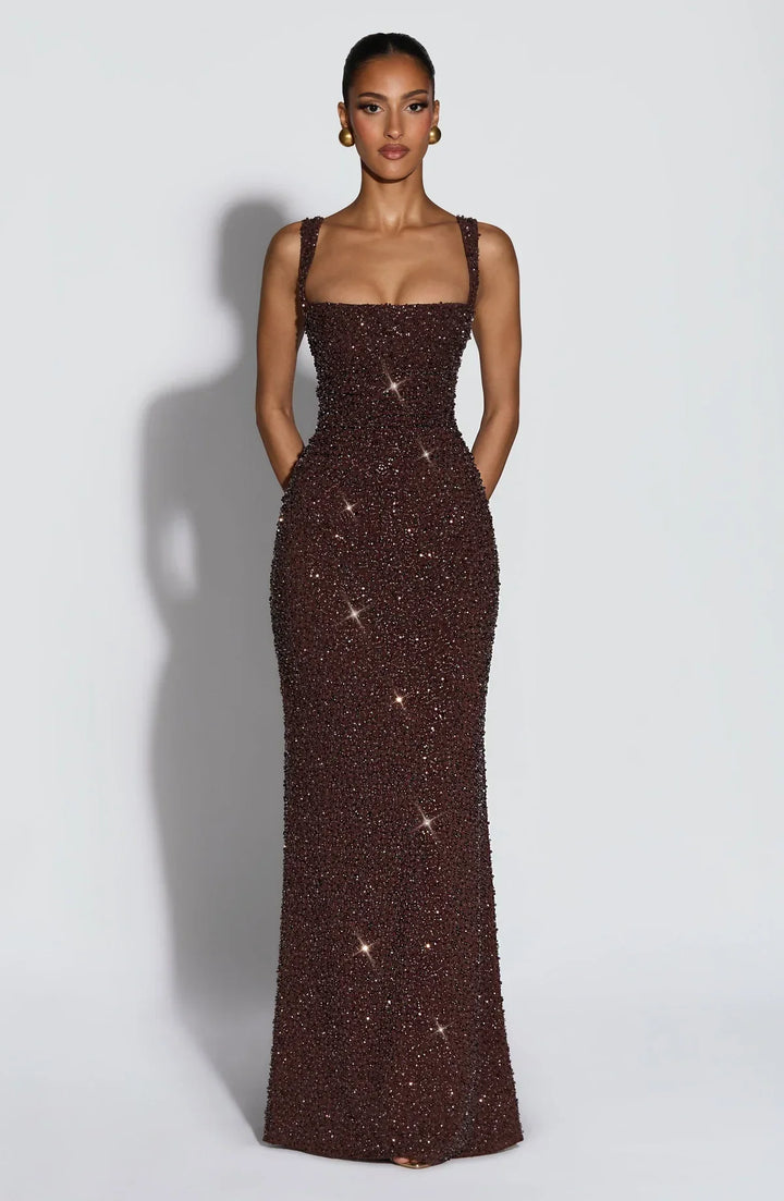 ROSALIND | Robe Maxi avec Découpe Carrée