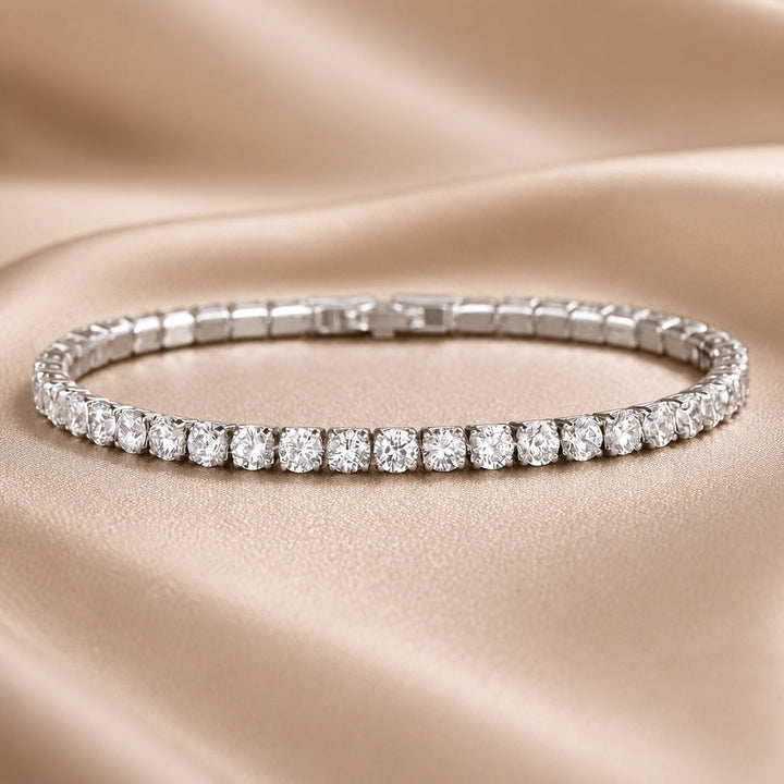 Bracelet tennis en or blanc et cristaux