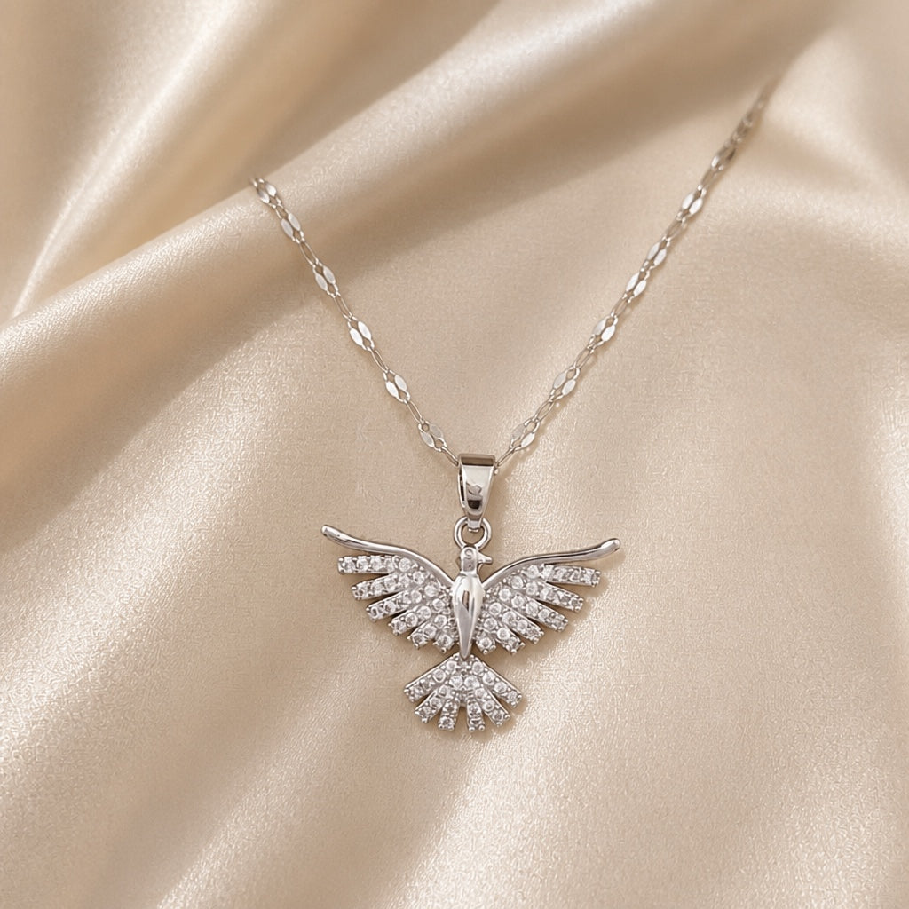 Collier Phoenix en Or Blanc avec Zirconium