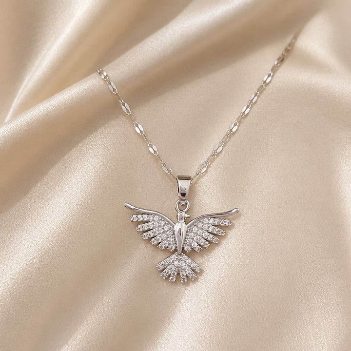 Collier Phoenix en Or Blanc avec Zirconium
