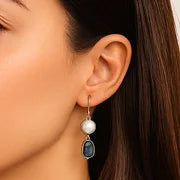 Boucles d'oreilles vintage en pierres naturelles bleues