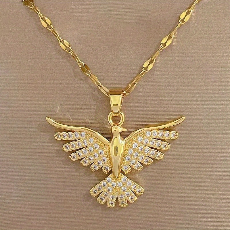 Collier Phoenix en Or Blanc avec Zirconium