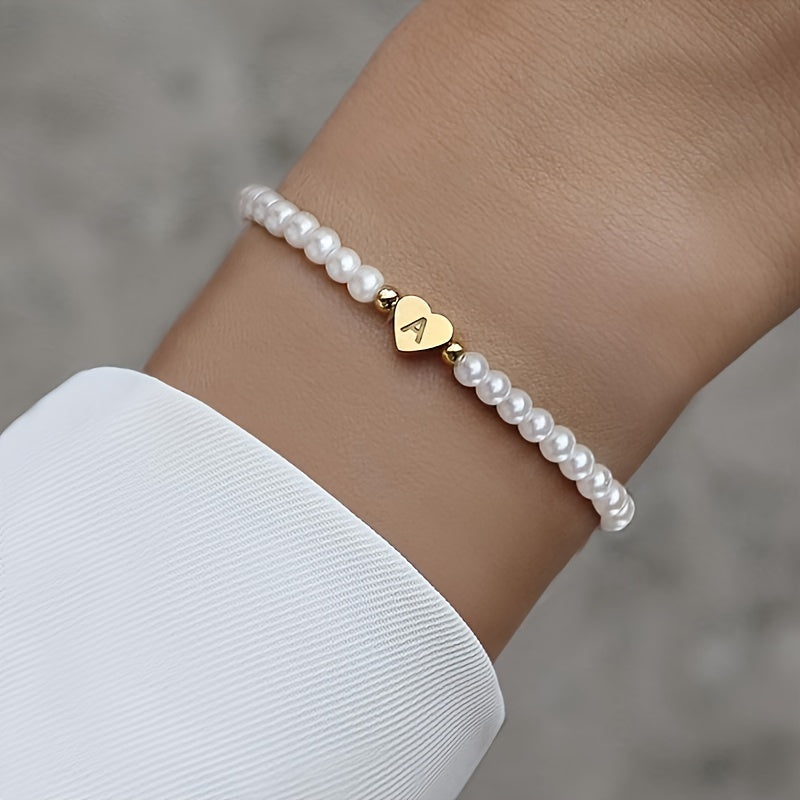 Bracelet Chic avec Initiale en Forme de Cœur (A–Z)