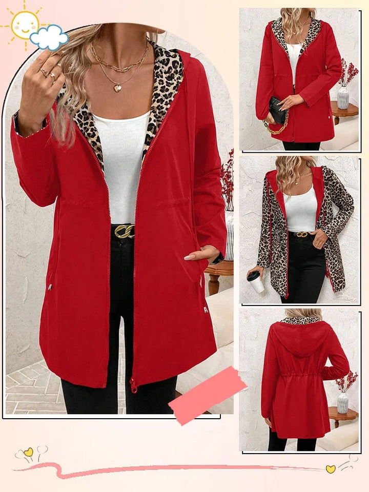 Saoirse | Sweat à capuche réversible avec imprimé léopard