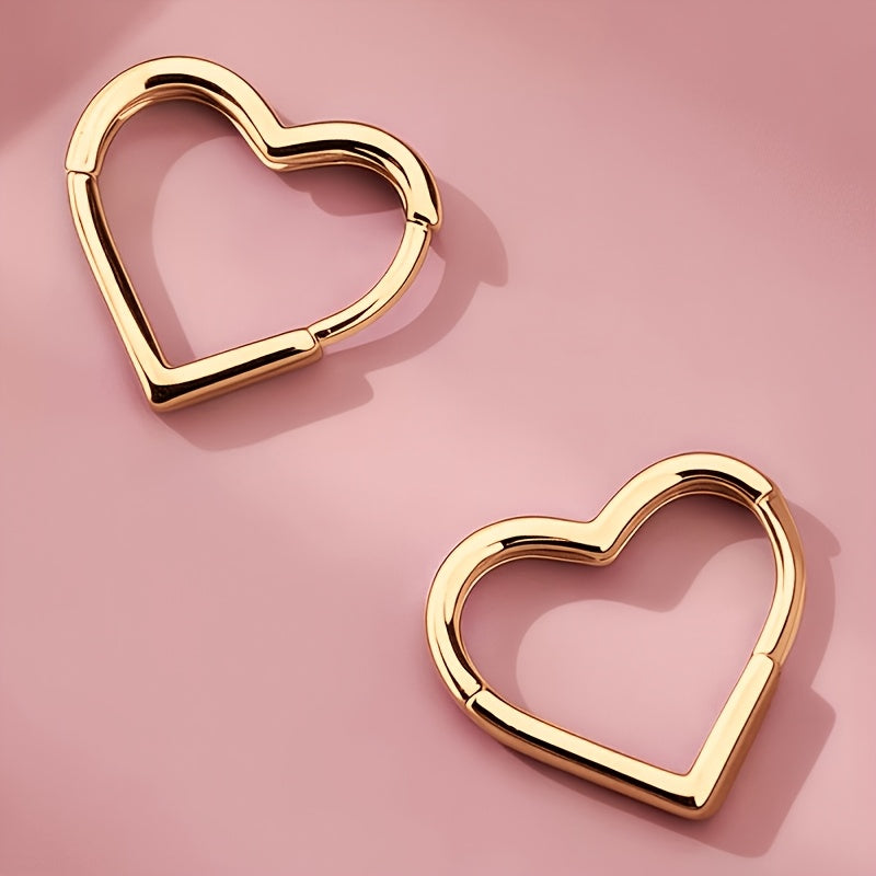 Boucles d'oreilles en forme de cœur doré en acier inoxydable