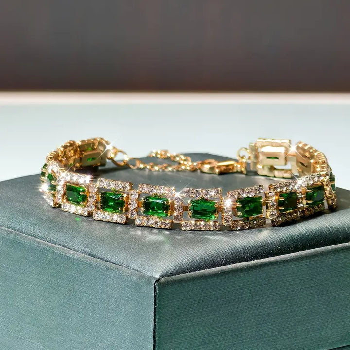 Bracelet en Or Émeraude Verte