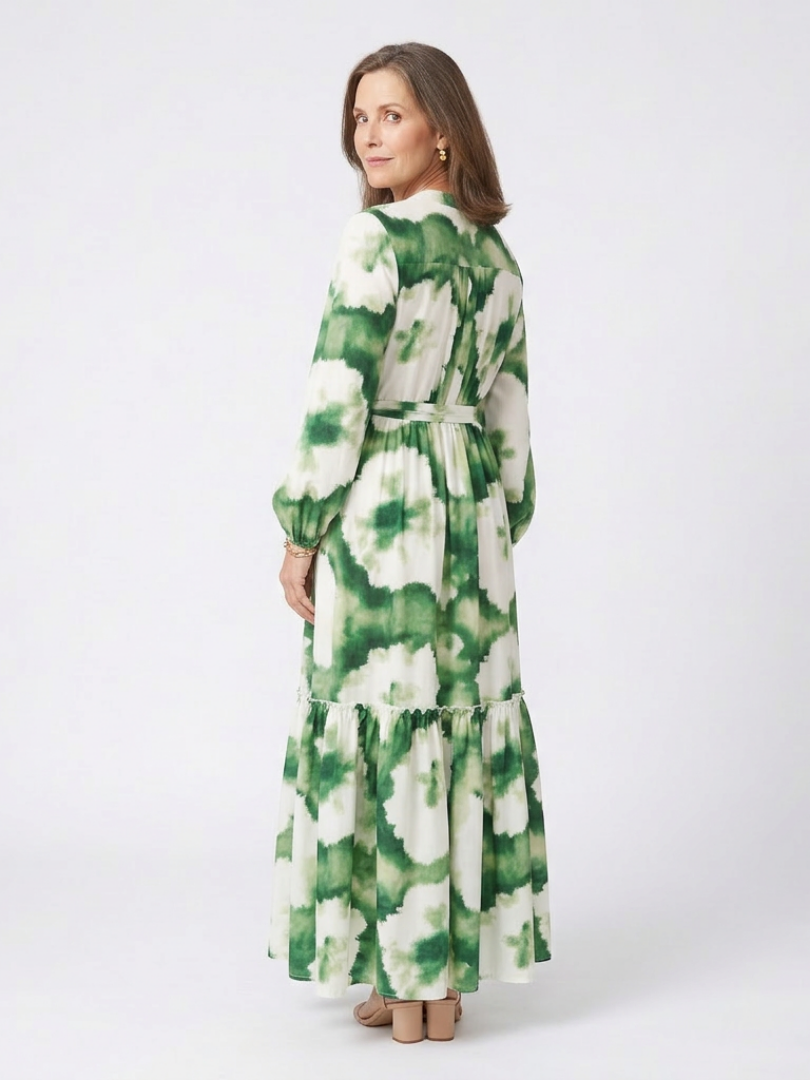 Sabine | Robe maxi à manches longues et nœud à la taille
