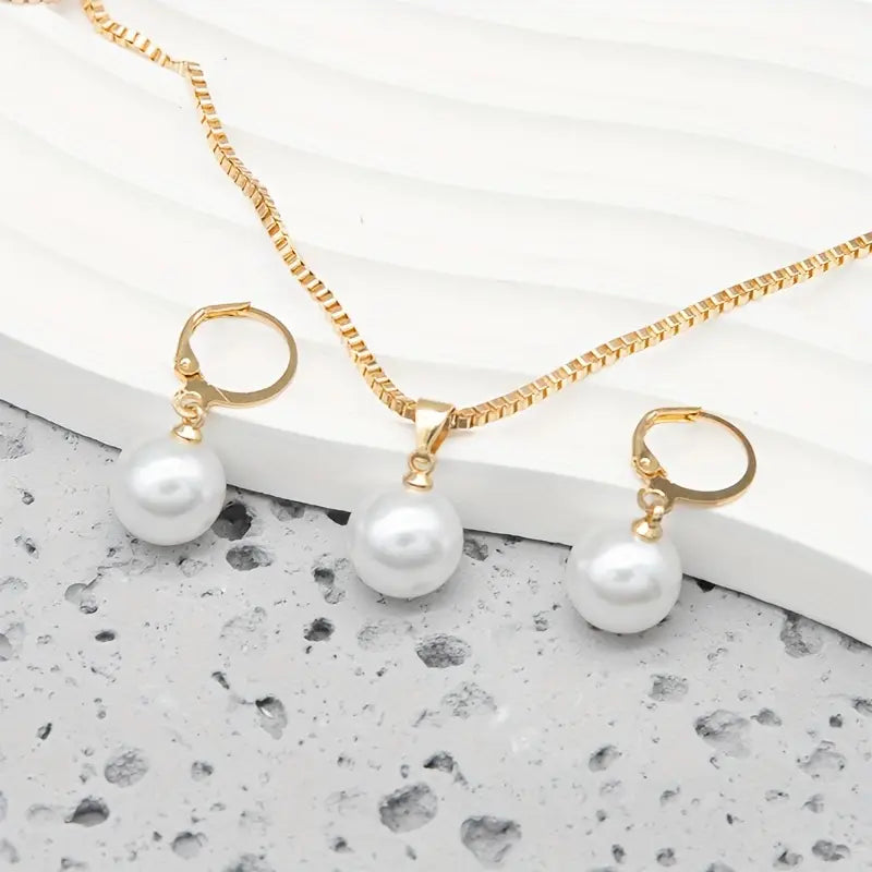 Ensemble de bijoux en perles Grace dorées élégantes