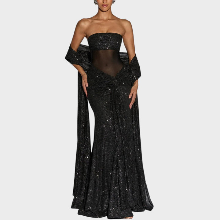 Ingrid - Robe maxi avec paillettes et tulle