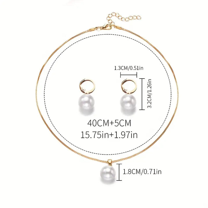 Ensemble de bijoux en perles Grace dorées élégantes