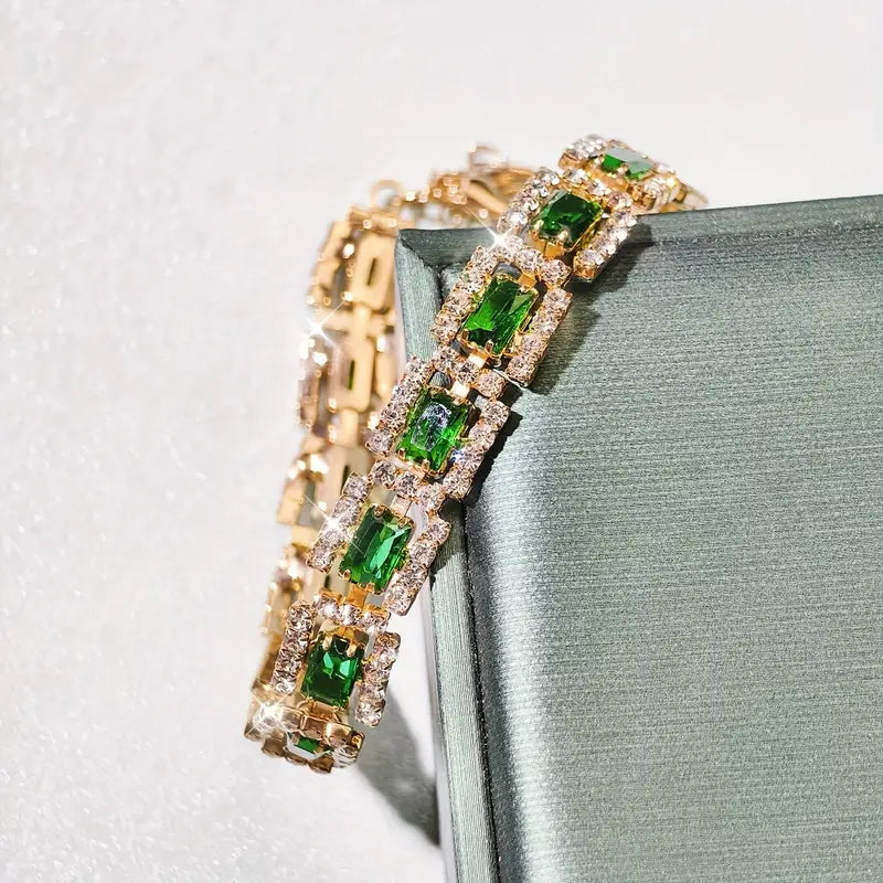 Bracelet en Or Émeraude Verte