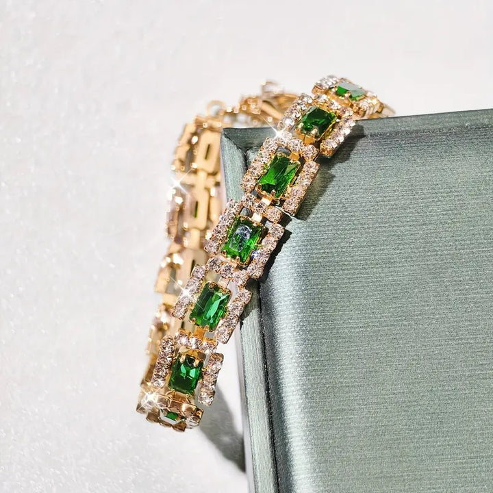 Bracelet en Or Émeraude Verte