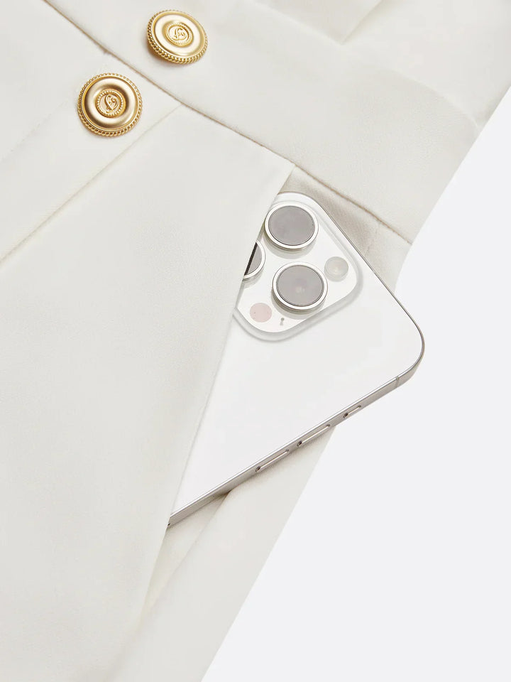 Malene™ | Robe midi unie avec fente à boutons et décolleté arrondi