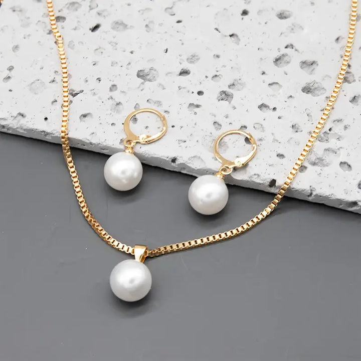 Ensemble de bijoux en perles Grace dorées élégantes