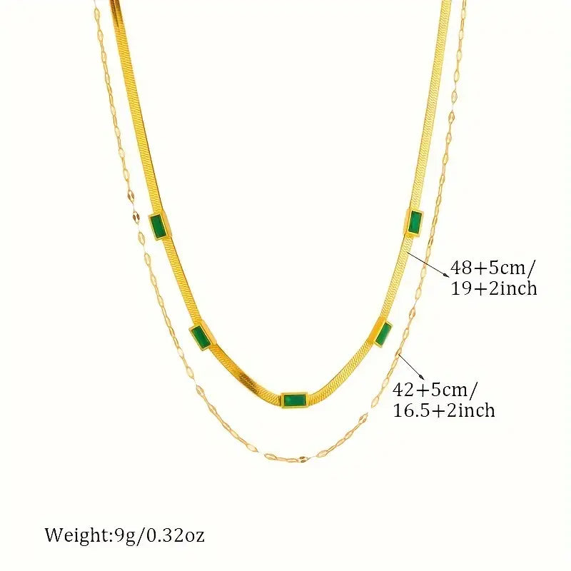 Collier Sorella Gem Double Couche Rétro Doré