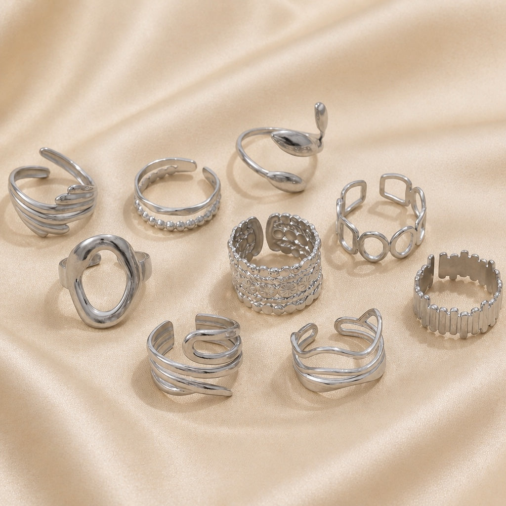Bague vintage empilables en or blanc