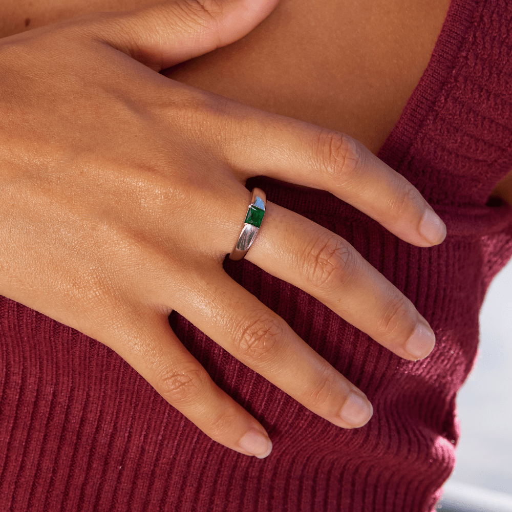 Bague en argent et émeraude Ember